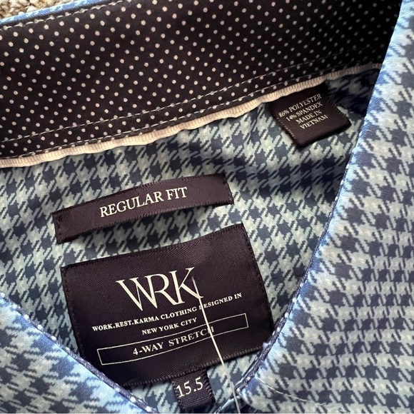 WRK Blue 4-Way Stretch Button Up Shirt - Picture 4 of 7